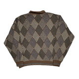 Florence Tricot Argyle Sweater - XL Cream Cotton Blend