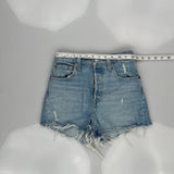 Levis Denim Shorts - 24W UK 4 Light Wash Cotton