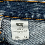 501 Levis Jeans - 33W 33L Blue Cotton