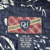 Quality Clothing Hawaiian Shirt - Medium Navy Cotton