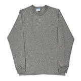 Champion Long Sleeve T-Shirt - Large Grey Cotton