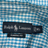 Ralph Lauren Checked Short Sleeve Shirt - XL Blue Cotton