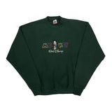 Mickey Mouse Fruit Of The Loom Cartoon Sweatshirt - XL Green Cotton Blend