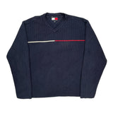 Tommy Hilfiger Striped Sweater - XL Navy Cotton