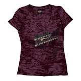 Harley Davidson Graphic T-Shirt - Large Burgundy Cotton