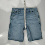 Lee Double Knee Carpenter Shorts - 32W 11L Light Wash Cotton