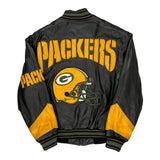 Vintage Green Bay Packers Carl Banks Nfl Leather Jacket - Small Black Leather