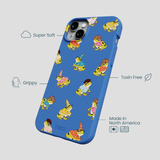 Electric Blue Fancy Frogs iPhone 14 Plus Case