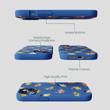 Electric Blue Fancy Frogs iPhone 14 Case