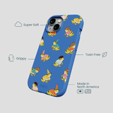 Electric Blue Fancy Frogs iPhone 14 Case