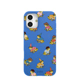Electric Blue Fancy Frogs iPhone 16 Plus Case
