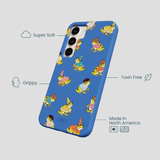 Electric Blue Fancy Frogs Samsung Galaxy S24 Case
