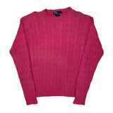 Polo By Ralph Lauren Cable Knit Sweater - Large Pink Cotton