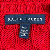 Ralph Lauren Cable Knit Sweater - Medium Red Cotton