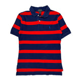 Age 10-12 Polo By Ralph Lauren Striped Polo Shirt - Medium Red Cotton