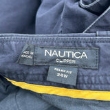 Nautica Cargo Shorts - 34W 10L Navy Cotton