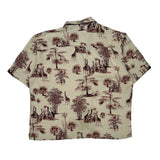 Roundtree & Yorke Hawaiian Shirt - Large Brown Viscose