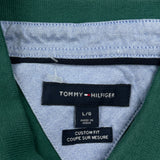 Tommy Hilfiger Striped Polo Shirt - Large Green Cotton