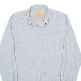 HUGO BOSS Slim Fit Mens Shirt Blue Houndstooth Long Sleeve M