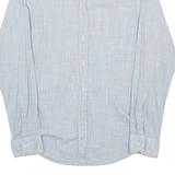 HUGO BOSS Slim Fit Mens Shirt Blue Houndstooth Long Sleeve M