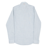 HUGO BOSS Slim Fit Mens Shirt Blue Houndstooth Long Sleeve M