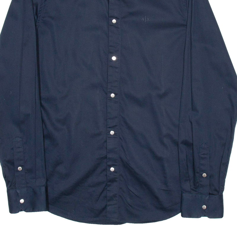 ARMANI EXCHANGE Mens Plain Shirt Blue Long Sleeve M