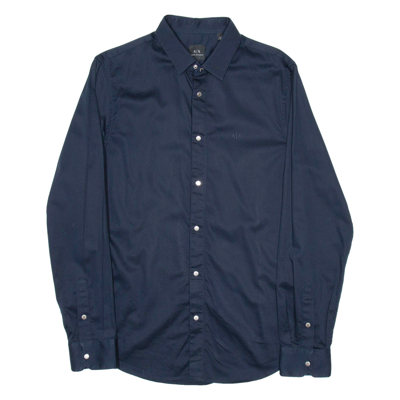 ARMANI EXCHANGE Mens Plain Shirt Blue Long Sleeve M