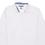 MICHAEL KORS Slim Fit Mens Shirt White Spotted Long Sleeve L