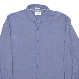 TOMMY HILFIGER Mens Shirt Blue Plaid Long Sleeve L