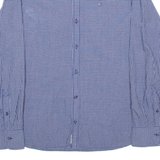 TOMMY HILFIGER Mens Shirt Blue Plaid Long Sleeve L