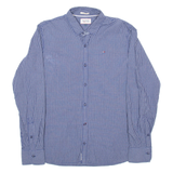 TOMMY HILFIGER Mens Shirt Blue Plaid Long Sleeve L