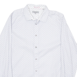 TED BAKER Mens Shirt White Geometric Long Sleeve M