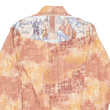 KONG SORN Rap Mens Shirt Brown Crazy Pattern Long Sleeve L