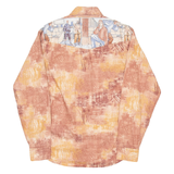 KONG SORN Rap Mens Shirt Brown Crazy Pattern Long Sleeve L