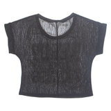 VERT DE RAGE Sheer Netted Cropped Womens T-Shirt Black M