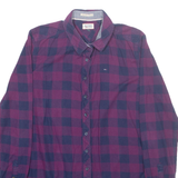 HILFIGER DENIM Womens Flannel Shirt Purple Check Long Sleeve S