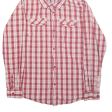 BENCH Hooded Mens Shirt Red Check Long Sleeve L