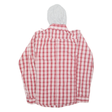 BENCH Hooded Mens Shirt Red Check Long Sleeve L