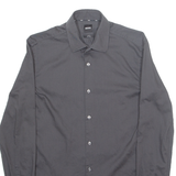 BOSS Mens Plain Shirt Grey Long Sleeve M