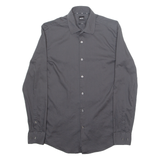BOSS Mens Plain Shirt Grey Long Sleeve M