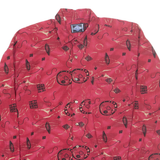 LETS GO Mens Shirt Red Crazy Pattern Long Sleeve L