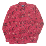 LETS GO Mens Shirt Red Crazy Pattern Long Sleeve L