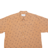 VIKTOR EMMANUEL Mens Shirt Beige Crazy Pattern M