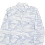 CALVIN KLEIN Mens Shirt White Crazy Pattern Long Sleeve S