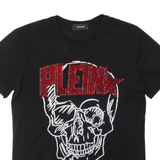 ALEX PLEIN Bejewelled Skull Womens Band T-Shirt Black M