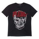 ALEX PLEIN Bejewelled Skull Womens Band T-Shirt Black M