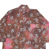Mens Shirt Red Crazy Pattern 3/4 Sleeve