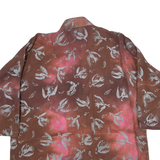 Mens Shirt Red Crazy Pattern 3/4 Sleeve