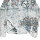 Mens Shirt Grey Crazy Pattern Long Sleeve M