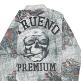 Mens Shirt Grey Crazy Pattern Long Sleeve M